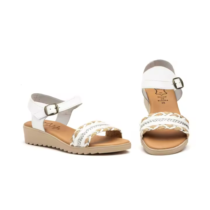 Alto Estilo AE-210 Blanco Sandalias Mujer Piel Cuña Baja - 35-41 - 1