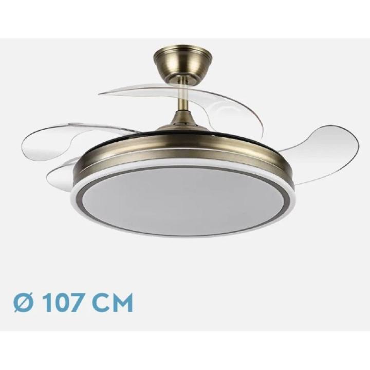 Ventilador de Techo Retractil Dc Bayomo 59w 6980lm Cuero 4 Aspas Desplegables 107 cms — oferta en Miravia
