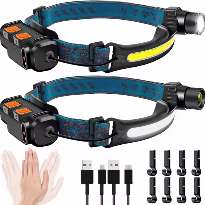 Linterna Frontal Recargable 1000 LM Super Brillante Con Sensor De Movimiento Y Iluminación De 270° Para Camping Y Trabajo En Sombreros - 1