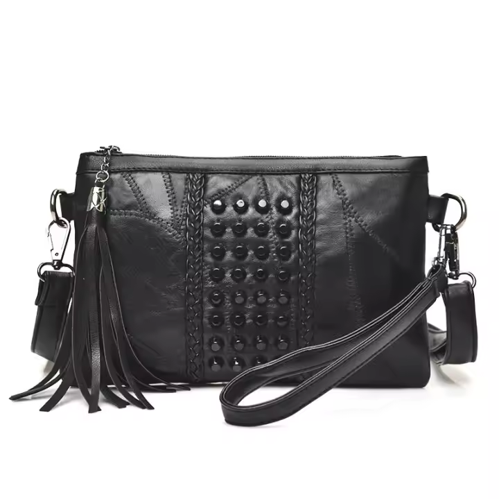 Bolso De Mano De Lujo Para Mujer Con Borlas Y Decoración De Cadena Bolso Bandolera De Cuero PU Con Cierre De Cremallera Para Fiestas Y Uso Diario - 1