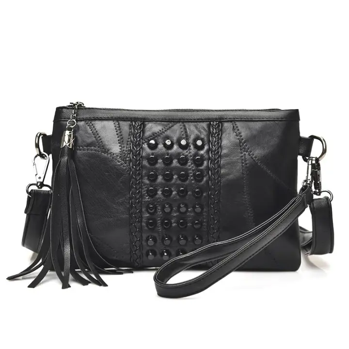 Bolso De Mano De Lujo Para Mujer Con Borlas Y Decoración De Cadena Bolso Bandolera De Cuero PU Con Cierre De Cremallera Para Fiestas Y Uso Diario - 1