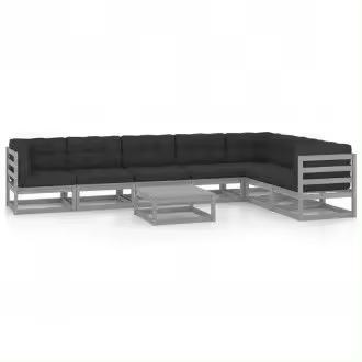 VIDAXL 3076801 conjunto mobiliario de jardín fabricado con una estructura en madera color antracita vida xl - 1
