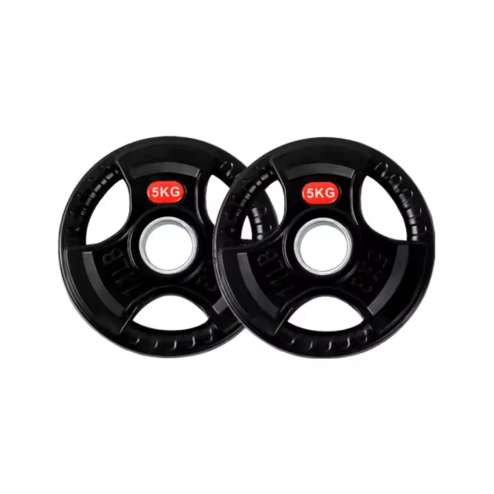 Ozio Fitness 2 Discos de Pesas 5 kg 30 mm de 3 agarres con Recubrimiento de Caucho Musculación - 1