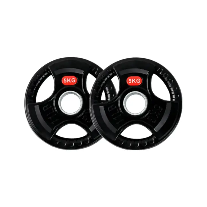 Ozio Fitness 2 Discos de Pesas 5 kg 30 mm de 3 agarres con Recubrimiento de Caucho Musculación - 1