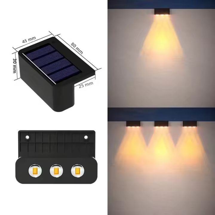 Lámpara Solar LED Exterior 2024 Impermeable Para Pared Ilumina Arriba Y Abajo Decoración De Jardín Hogar Navidad Fuente De Energía Solar ABS IP65 - 1