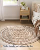 Alfombra Redonda Antideslizante de 120 cm, Estilo Boho, Lavable a Máquina, Decoración del Salón y Dormitorio - details 1