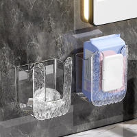 Caja De Pañuelos Adhesiva En La Pared Plástico Espaciosa Y Sin Perforar Soporte Para Papel Higiénico Para Escritorio Oficina - details 0