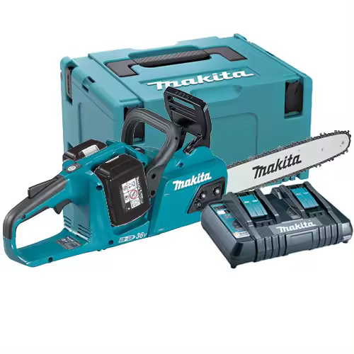 MAKITA - Sierra de Cadena MAKITA DUC355Z BL 18Vx2 350mm +2 Baterías 6.0Ah + Cargador Doble + MAKPAC TOP OFERTAS - 1