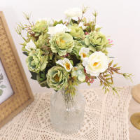 Flores Artificiales De Otoño Hydrangea Rosas Para Navidad Decoración De Habitaciones Vaso Mesa Fiesta Boda DIY Plantas Florales Falsas - details 3