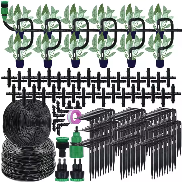 Kit De Riego Por Drip Para Invernadero Sistema Automático De Riego Para Jardín Con Repartidor De Riegos De 4 Caminos Para Plantas En Macetas Vegetales Bonsái De 4/7mm a 3/5mm - 1