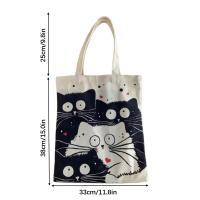 Bolso De Hombro De Lino Reutilizable Para Mujer Con Gato Aesthetic Y Zipper Interior Andeiltech Regalo Para Niña Bolsa De Compras Y Supermercado - details 1