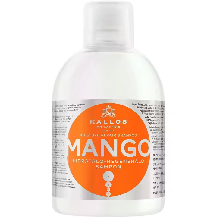 Champú Reparador de Humedad Kallos Cosmetics KJMN Mango 1l - Nutre E Hidrata el Cabello Seco y Dañado - 1