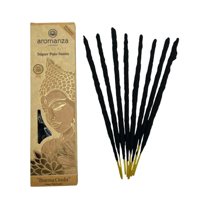 Incienso Tibetano Súper Palo Santo Buena Onda Inciensos Aromanza Argentina - Sahumerio artesanal 8 varillas extra gruesas - 1