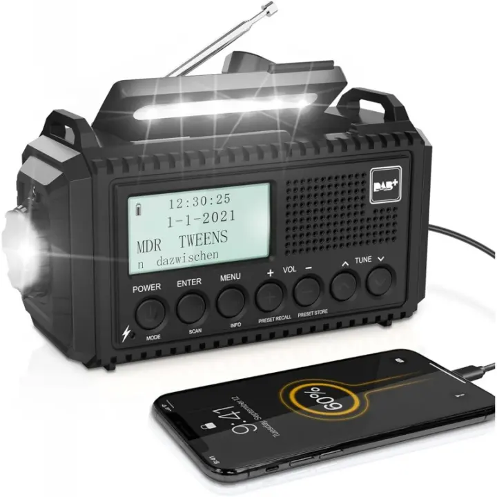Universal Radio Portátil Solar - 30 Emisoras - Carga Solar - Luz Fuerte - 1