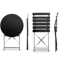 ORION91 Set 3 Piezas Balcón BALCONI Plegable 1 Mesa (70x60 cm) + 2 Sillas (81x42x41 cm) Estructura Acero Color Negro Jardín Exterior Interior - SpazioLuzio - details 0