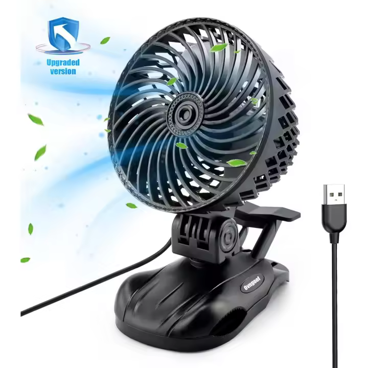 Mini Ventilador USB con Clip, Ventilador con 9 Velocidades, Ventilador de Mesa Portátil 2 en 1, Ventilador de Mesa Silencioso,  Ventilador con Pinza, Ventilador de Clip Ventilador USB, NO RECARGABLE - 1