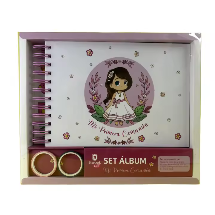 Bismark Set Álbum Mi Primera Comunión – Niña | Recuerdo Ideal para Niños y Niñas, Incluye Álbum de Fotos Autoadhesivo y Estuche Decorado para Guardar Memorias del Día de la Comunión - 1