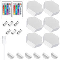 Luz De Pared Hexagonal Con Control Remoto Y Luz LED RGB Modulable USB Colorida Luz Nocturna Geométrica DIY Para Decoración De Hogar - details 25