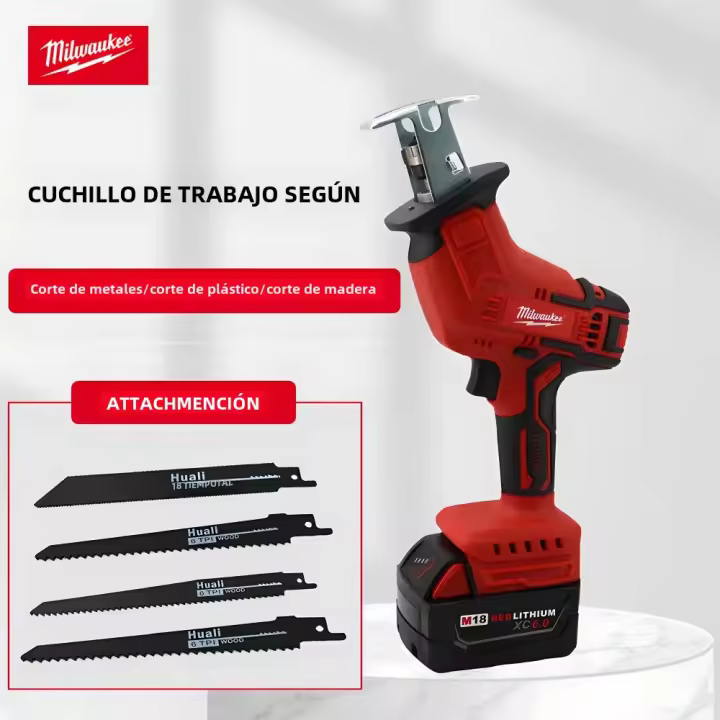 Sábanas Reciprocantes Eléctricas Milwaukee 18V Corte Metálico Herramienta Multifuncional Portátil Batería Incluida Herramienta De Bricolaje Para El Hogar - 1