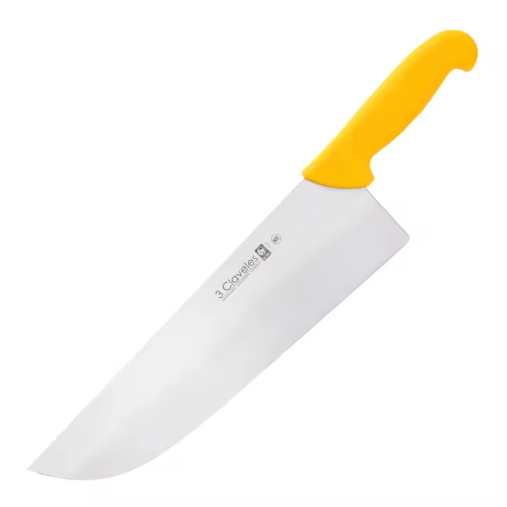 3 Claveles Proflex - Cuchillo Profesional Carnicero Ancho 32 cm Microban. Amarillo - 1