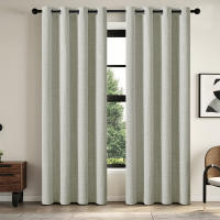 Cortinas De Blackout Total En Color Sólido Imitación Lino Para Decoración De Sala De Estar Y Dormitorio 1 Panel Moderno - details 2