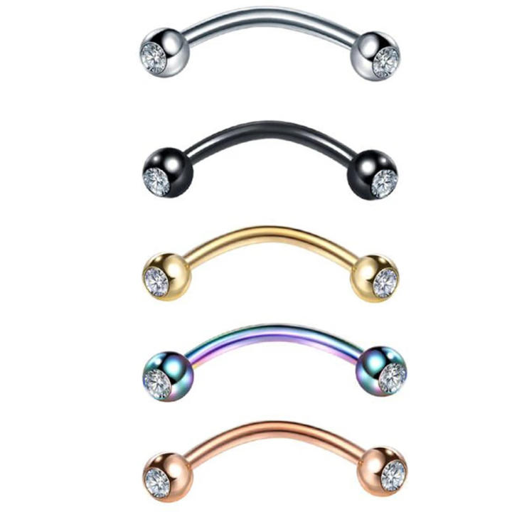 5 Pcs Aros De Sobrancelha Em Estilo Serpente Em Aço Inoxidável E Cristal Piercing De Língua 6/8mm Joias Para Corpo Moda