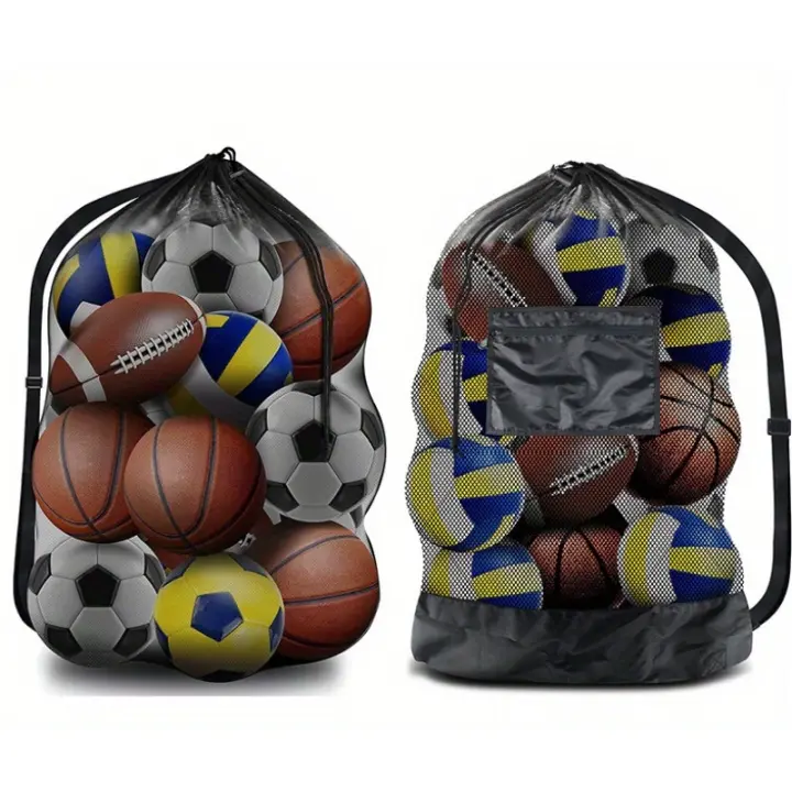 Bolsa De Almacenamiento Deportiva Para Fútbol Y Baloncesto Con Cierre De Cordón Bolsa De Transporte Para Tenis Y Voleibol Hombro Único Fácil De Transportar Unisex-Juventud Material De Sábana - 1