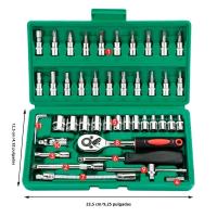 Juego De 46 Piezas De Llaves Y Destornilladores Métrico En Oro Y Naranja With Llavero De 1/4 Pulgada Para Reparación De Autos Y Herramientas De Mecánico - details 2