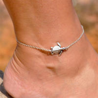 Pulsera De Tobillo Para Mujer Con Tortuga Marina Pequeña Bonita Vintage En Oro Y Plata Estilo Bohemio Joyería De Playa Accesorios De Verano - details 0