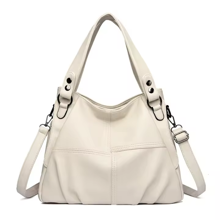 Bolso de mano de PU para mujer de moda, estilo europeo y Americano, Con Costura, sencillo, de alta calidad, Grande. - 1