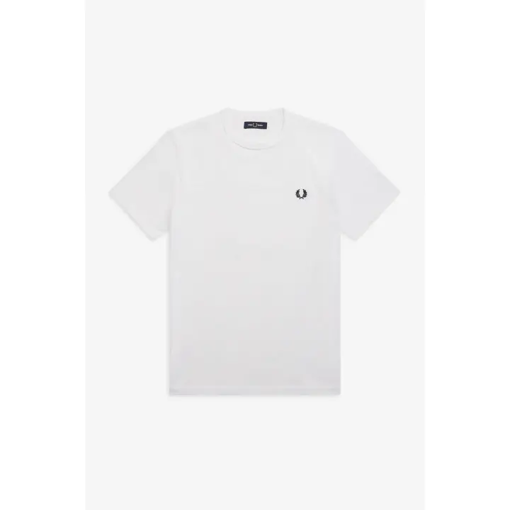 Camiseta Fred Perry Ringer Blanca Hombre Canalé Algodón - 1