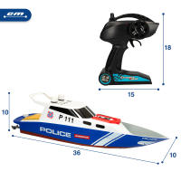 Racing Boat Lancha teledirigida policía, 36x10x10 cm, Frecuencia 2,4 GHz, 35-40 m alcance, 6 direcciones, Juguetes teledirigidos, Lancha rc, Barco radiocontrol, Juguete para niños de 4 años - details 3