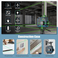 GZG 4 X 360 Láser Nivel Automático Profesional 16 Líneas 4D Pantalla LCD Herramienta De Piso De Azulejos Verde - details 2