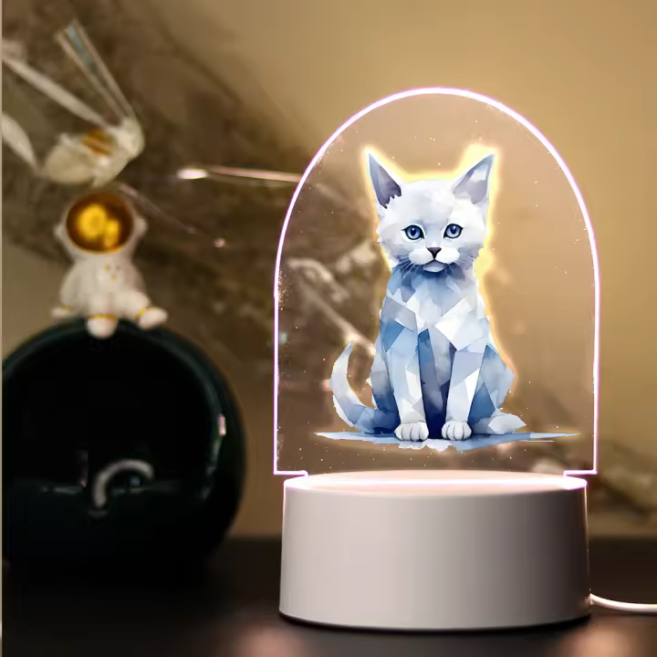 Lámpara De Mesa USB Con Ambiente De Gato Luz Nocturna RGB LED Decoración Para Habitación Regalo Iluminación De Ambiente RGB LED - 1