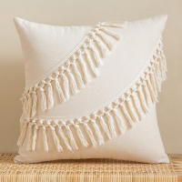 Cojín De Lumbar Boho Tufted Moderno Y Rústico En Color Crema Cubierta De Algodón Con Borlas 30x50cm 45x45cm Regalo Para Adultos - details 10