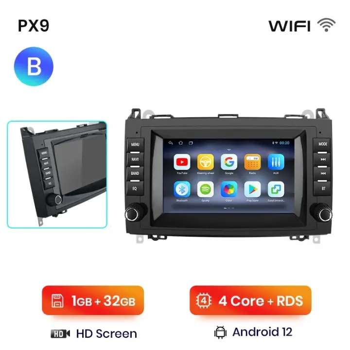 AWESAFE inalámbrico CarPlay Android Auto Radio para Mercedes Benz clase B200 Sprinter W906 Viano Vito W639 coche reproductor multimedia GPS 2 din autoradio volante controles RDS Bluetooth - 1
