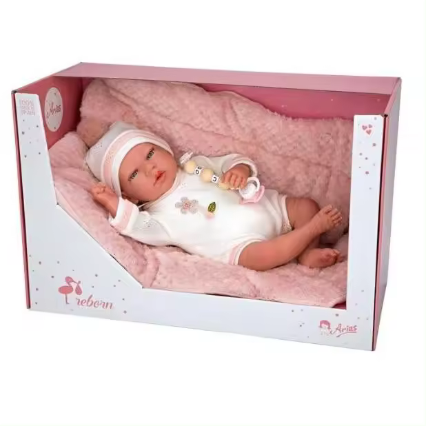 Muñeco Reborn Tamar Rosa 40 cm con manta Arias - 1