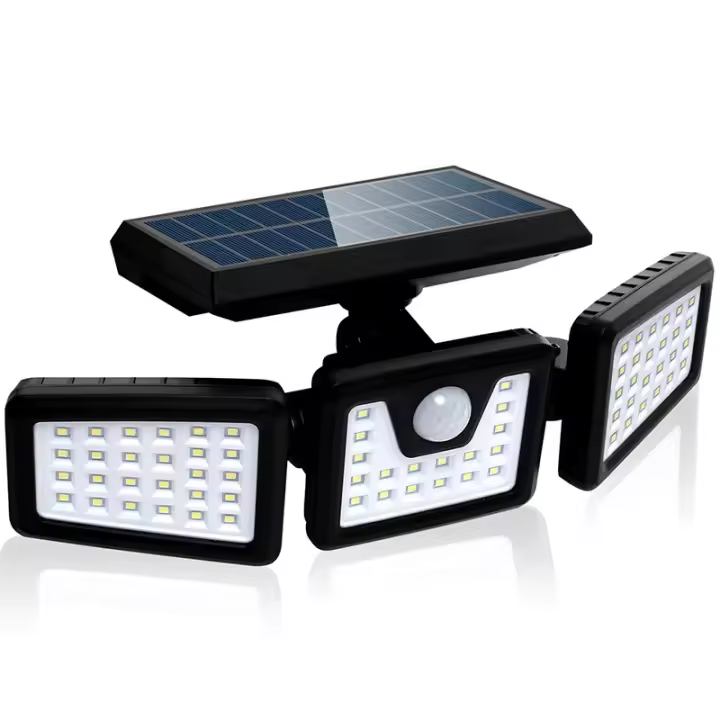Lámpara Solar De Exterior Con Sensor De Movimiento 3-Head LED 74SMD Impermeable Para Jardín Y Pared Alta Brillante Con Inductor PIR Sensible - 1