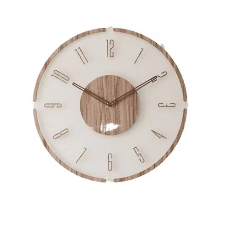 Reloj de pared Moderno, Reloj de pared Creative de Madera Grande de 12 pulgadas para dormitorio, Reloj de pared Silencioso sin TicTac a cateria, reloj de pared Redondo simple Decoración Para Sala de estar Oficina (Madeira) - 1