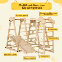 7 En 1 Parque Infantil de Madera plegable multifuncional con toboganes, bastones de Escalada, columnas, Cuerdas de Escalada, Escalera de Red, etc. - Certificado EN-71, apropiado para Uso Infantil en interiores, espacio y es seguro - details 3