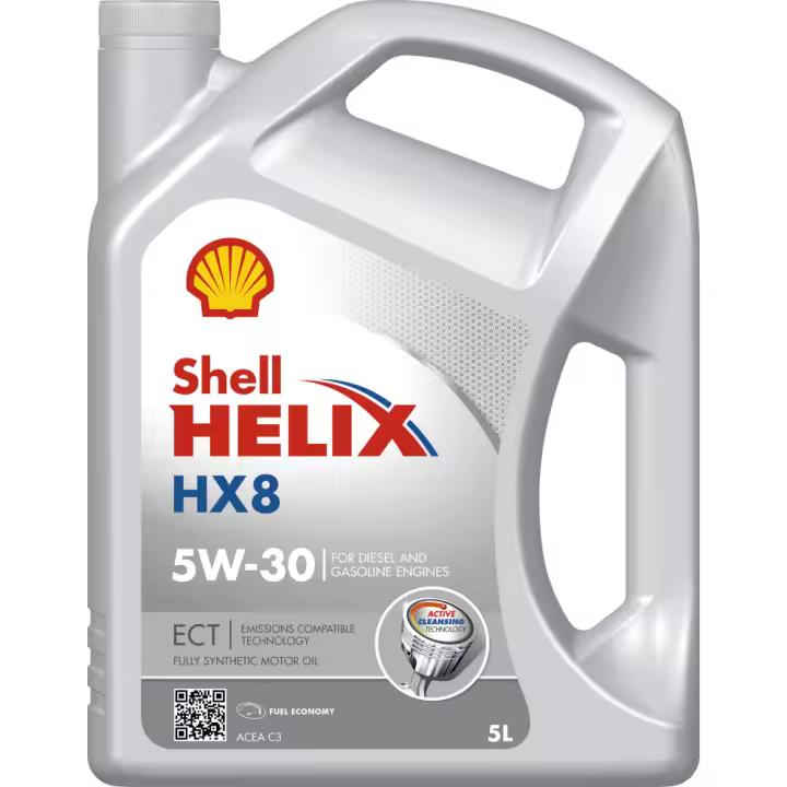 Aceite Shell Helix Hx8 Ect 5W30 5 L - Lubricante Bajo en Cenizas - Protección Filtros Diésel - 1