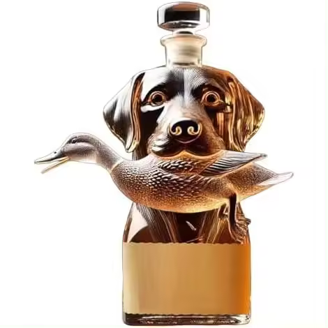 Botella de whisky con diseño de perro de caza, vasos grabados en 3D, decantador de whisky de caza para hombres, regalos para papá, botella de vino con animales divertidos y decoración de bar para el hogar. - 1