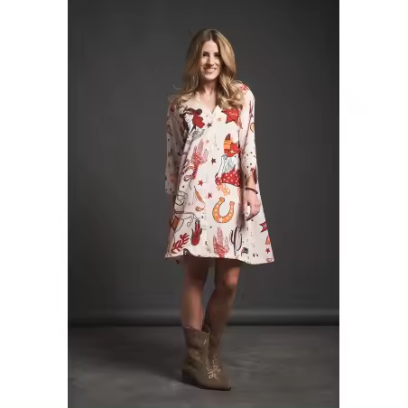 VESTIDO FAR WEST de Anabel Lee. -Vestido camisero de línea evasé y corte oversize. - 1