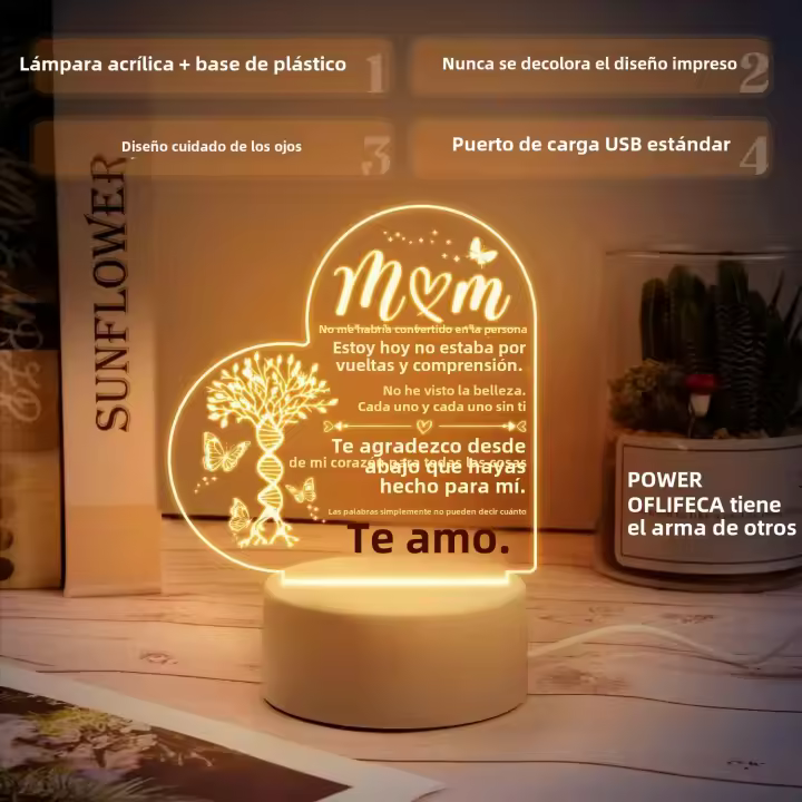 Lámpara De Noche De Acrílico Regalo Para Mamá Cumpleaños Navidad Día De La Madre Acción De Gracias Forma De Fruta Sin Bombillas Incluidas - 1