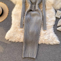 Vestido Bodycon Elegante De Mujer REALEFT Otoño Invierno 2024 Con Cinturón Y Botones De Manga Larga Estilo Casual Longitud Pierna - details 35