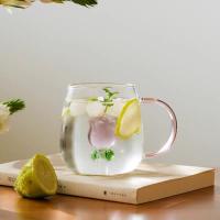 Taza De Café Con Rosas 3D En Vidrio Resistente Al Calor De Borosilicato Rosa Con Mango Alto Taza Para Leche Y Café - details 3