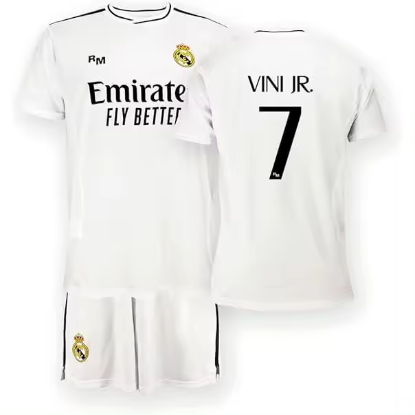 Conjunto  Deportivo Oficial del R.M Vini Jr. Blanco 1ª Equipación 24/25 Roger's Productos (Licencia) Para Ninos - 1