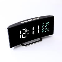 Reloj De Alarma Digital Con Pantalla Curva Mostrador De Tiempo/ Fecha/ Temperatura/Humedad 12/24h 3 Alarmas Ajustable Brillo Reloj De Mesa Europeo - details 15