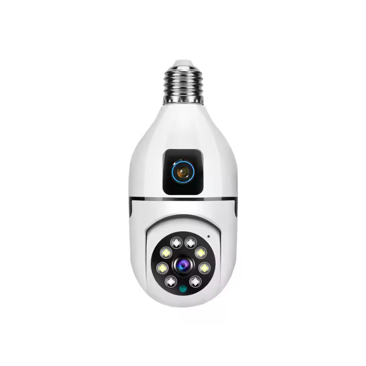 BIT Cámara de Vigilancia con bombilla E27, dispositivo con lente Doble, WiFi, 8MP, PTZ, seguimiento humano por Ia, Visión Nocturna a Color, Bidireccional Audio, Smart Cam CCTV - 1