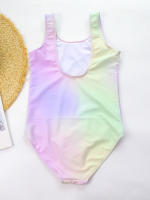 Traje De Baño De Un Pie Para Niñas Estilo Básico Con Estampado Gradient Surf Verano Playa Material Poliéster Y Spandex - details 3